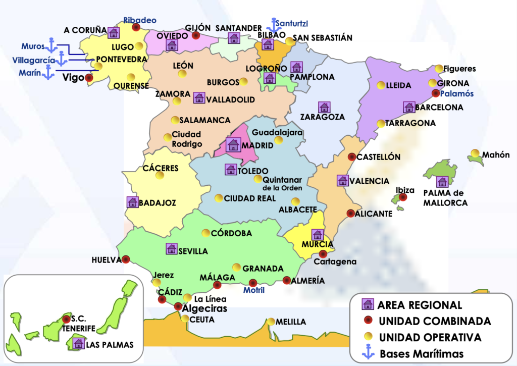 Estructura territorial del Servicio de Vigilancia Aduanera, SVA